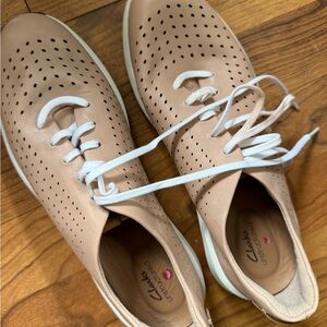 Clarks Beige Perforated leather Casual Shoes